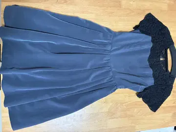 BLISS 그레이 플레어 드레스 레이스 소매