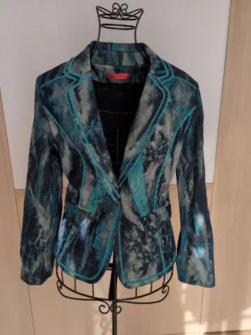 테일러드 자켓 터콰이즈 청록색 무늬