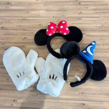 디즈니 머리띠 미키 미니 미튼 장갑 성인용 세트