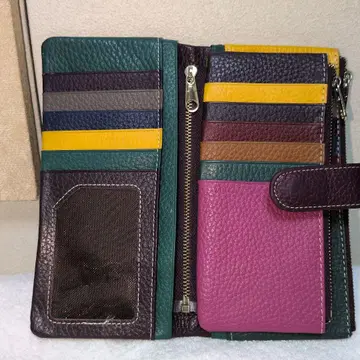 멀티 컬러 가죽 장지갑