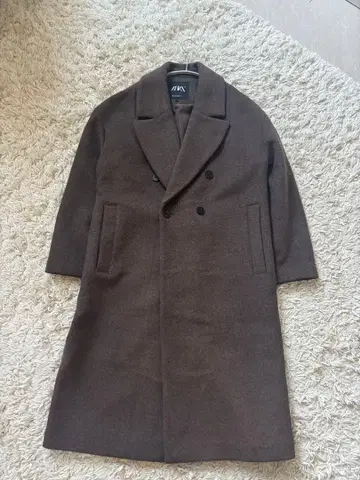 자라 브라운 더블 브레스트 롱 코트 S