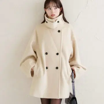 [ 새상품급 ] mystic 울 혼방 샤기 미들 코트 아이보리 S