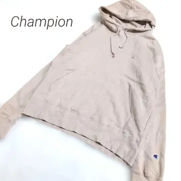 Champion 챔피온 로고 자수 베이지 풀오버 후드티