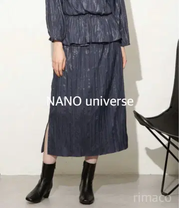 NANO universe 친츠 새틴 티어드 플리츠 스커트