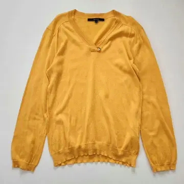 맥피 MACPHEE 긴팔 V넥 스웨터 실크 코튼 오렌지