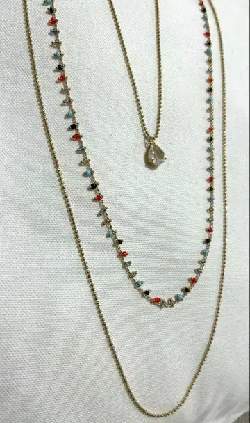 컬러풀 비즈 3연 목걸이