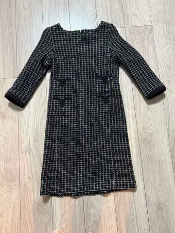 martinique 트위드풍 체크 원피스 긴팔