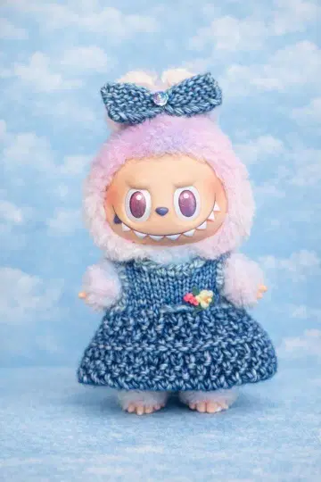 Labubu용 니트 원피스 + 리본