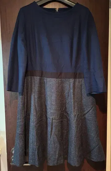 KUMIKYOKU 긴팔 무릎 기장 원피스 7 네이비 그레이