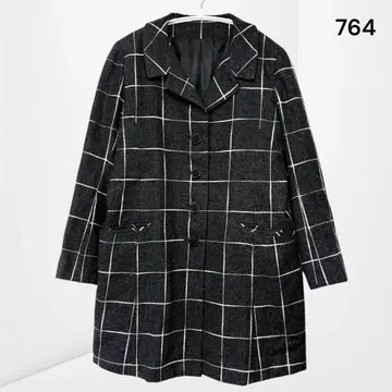 멋스러운 레트로 체크 무늬 롱 자켓 윈도우페인 패턴 깔끔한 코트