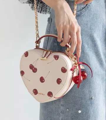2WAY 체리 프린트 하트 백