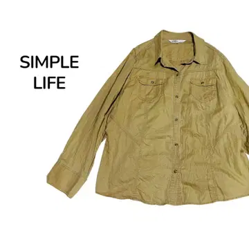 SIMPLE LIFE 코튼 셔츠 브라운 긴팔 면 100% 베이직