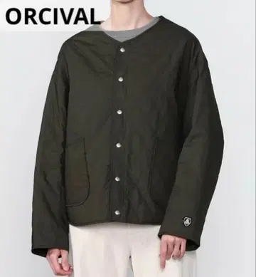 숏 블루종 퀼팅 노카라 자켓 차콜