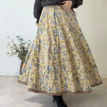 1점 블록 프린트 스커트 수입 인도 면 꽃무늬 스커트