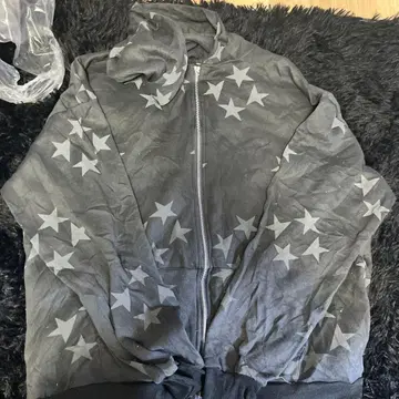 그레이 별 패턴 집업 후드티