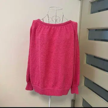 SHIPS any F 프리 사이즈 후시아 핑크 로우 게이지 스웨터