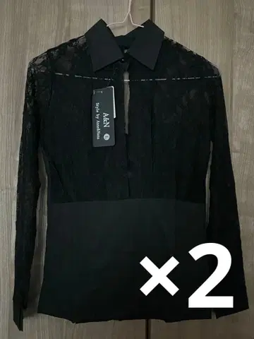 레이스 바스트 오픈 상의 블랙 L 2벌 세트