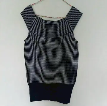 m962 택 포함 새상품! KETTY 스트라이프 슬리브리스 M 면100%