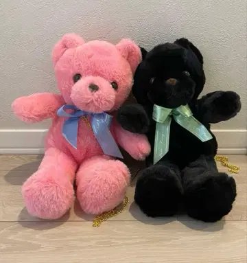 퍼리bear 미니백 곰 봉제 인형 핑크 블랙