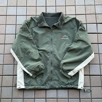 리버서블 그린 풀 집업 나일론 자켓 플리스 드로 코드