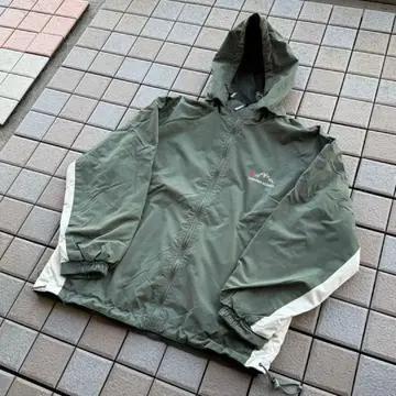 리버서블 그린 풀 집업 나일론 자켓 플리스 드로 코드