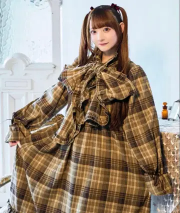 [ 틸과 레트로 ] 2WAY 프릴 보타이 체크 원피스