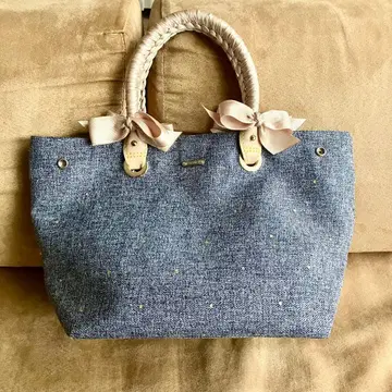 리본 데님풍 핸드백 크리에이티브 미니 토트백