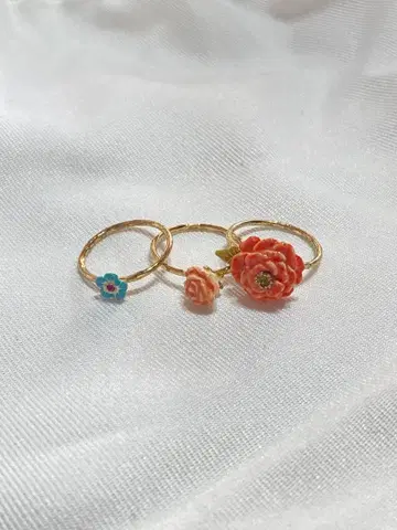 꽃 모티브 반지 3세트