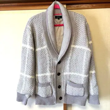 Pierucci 그레이 체크 무늬 니트 가디건