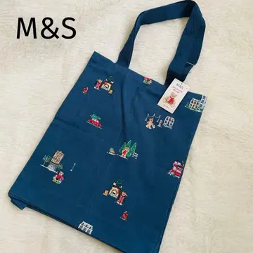 영국 마크스앤스펜서 토트백 크리스마스 네이비 베어 런던
