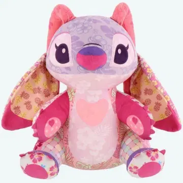 디즈니 스티치 엔젤 봉제 인형 꽃무늬