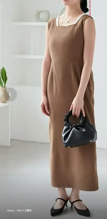 haushinka 콜라보 ] 백 오픈 롱 원피스 브라운