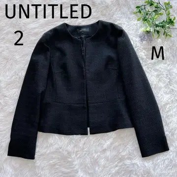 UNTITLED 트위드 노카라 자켓 다크 네이비 스테디셀러