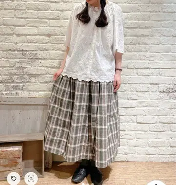 체크 롱 스커트/사만사 모스모스