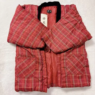 [ 미사용 새상품 ] 빨간색 체크 무늬 도테라 한텐 프리 사이즈