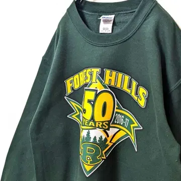 길단 포레스트힐즈 50주년 맨투맨 트레이닝복 그린 컬러 구제 의류