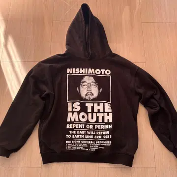 NISHIMOTO 그래픽 후드티 블랙