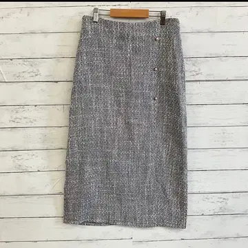 트위드풍 롱 스커트 L 블랙 화이트 고급 깔끔한 출퇴근 성인 인기