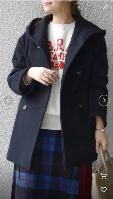 SHIPS any: 후데트 하프 코트 네이비