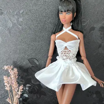 포피 파커 바비 인형 의류 레이스 상의 스커트 화이트