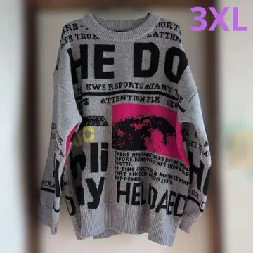 새상품 그레이 텍스트 프린트 니트 4L