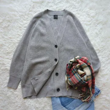 Spick&Span 편직 V넥 가디건 루즈핏 손세탁 가능 F 그레이