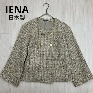 IENA 이에나 트위드 노카라 더블 자켓