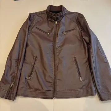 다크 브라운 합성 피혁 자켓