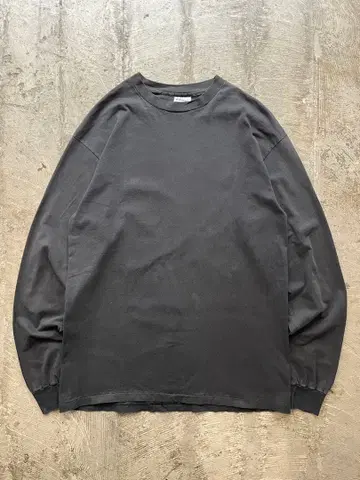 90s Hanes BEEFY 무지 긴팔 티셔츠 블랙 페이드 USA제 XL