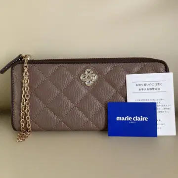[미사용 새상품] marie claire 이탈리아 가죽 L자 지퍼 장지갑