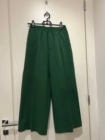 브러쉬드 저지 와이드 팬츠 그린