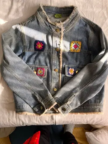 리메이크 G 데님 자켓 작가님 꽃무늬 패치워크