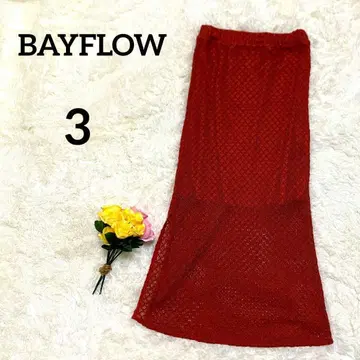 [베이플로우] 레이스 스커트 3 빨간색 오렌지 안감 있음 크로셰 올 시즌