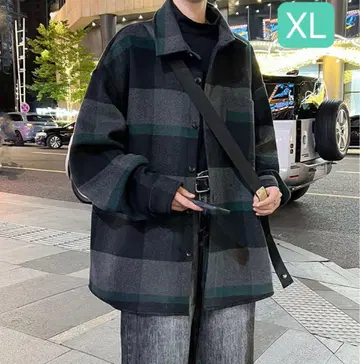 남성용 오버 셔츠 자켓 체크 무늬 아우터 점퍼